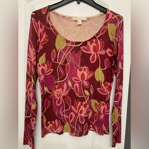 BELFORD SAKS FIFTH AVENUE FLORAL SCOOP NECK TOP